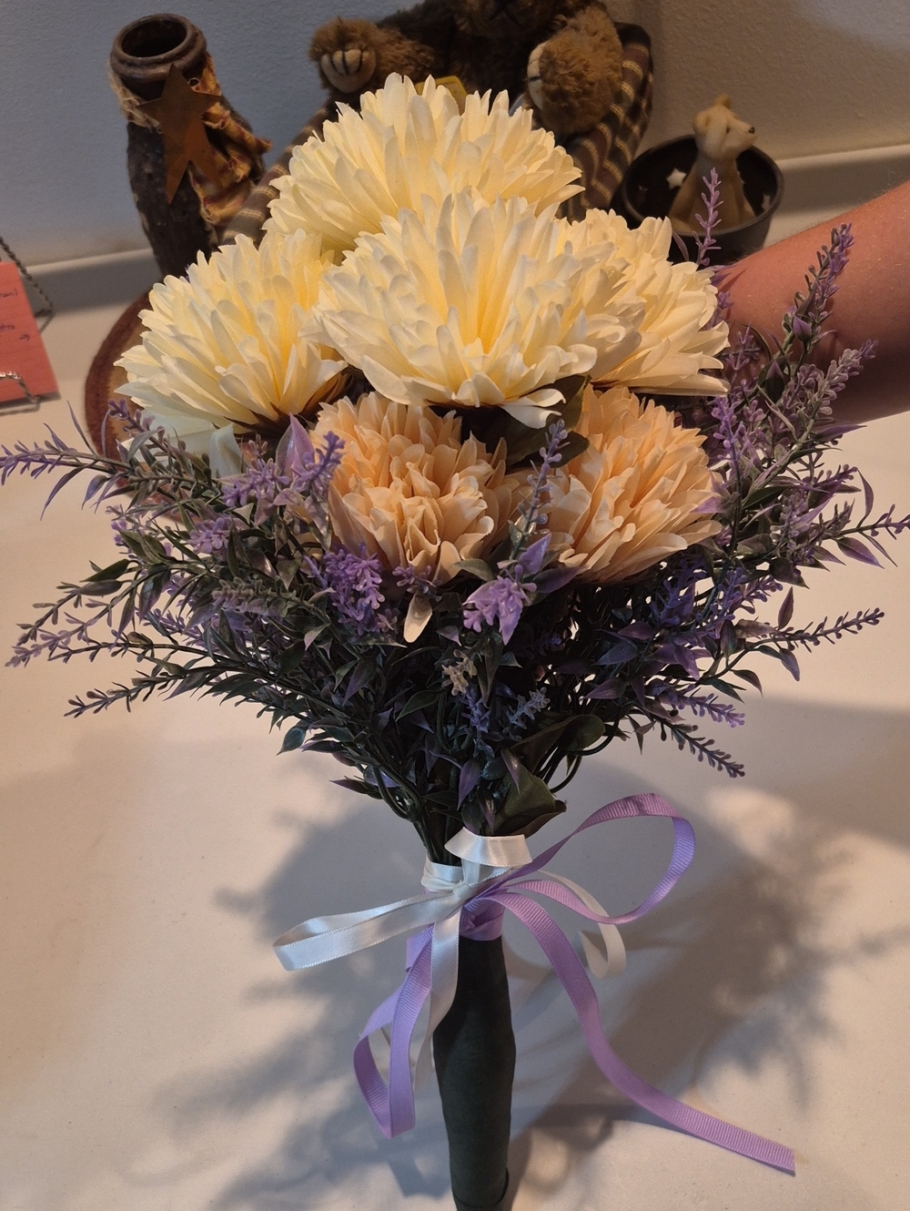 Cream and Lavender Artificial Flower Bouquet - Home Accents